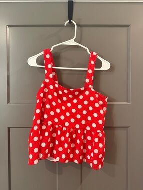 Red Polka Dot Peplum Tank Top
